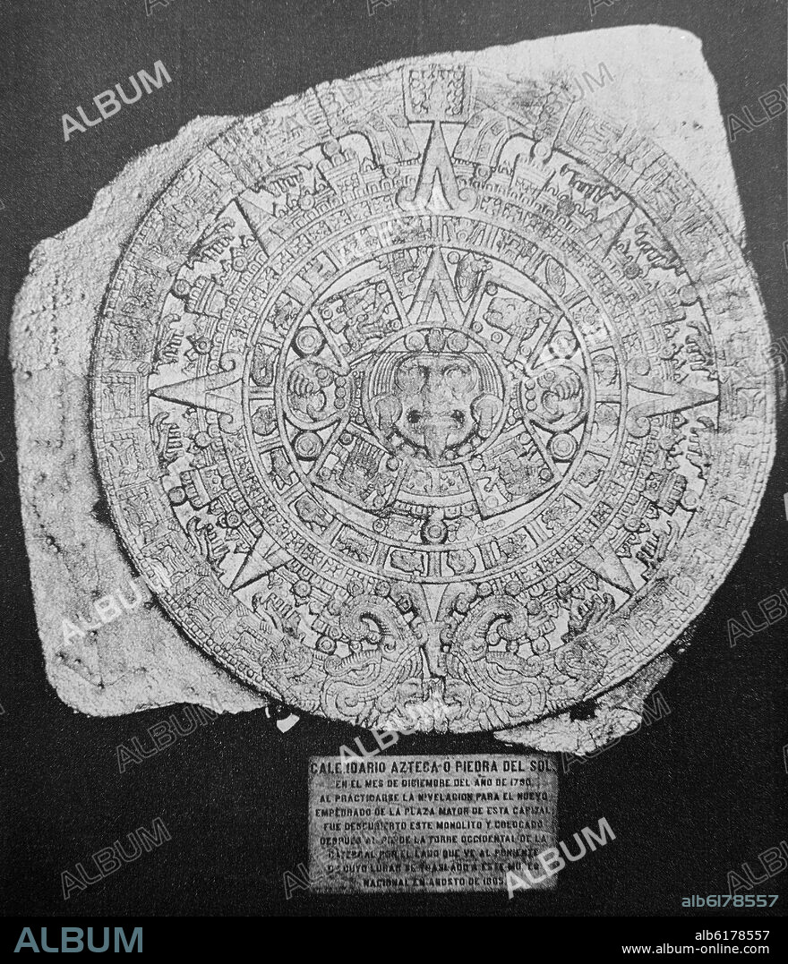 CALENDARIO SOLAR DE PIEDRA QUE REUNE LA COSMOGONIA DE LOS AZTECAS - SIGLO XV.