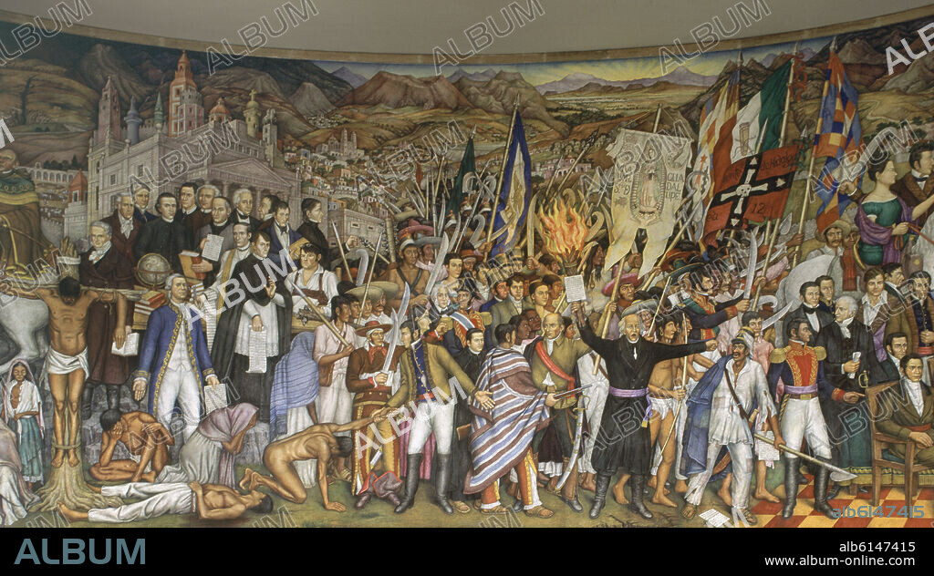 JUAN OGORMAN / JUAN O GORMAN (1905-1982). RETABLO DE LA INDEPENDENCIA DE MEXICO - FRESCO REALIZADO ENTRE 1960 Y 1961.