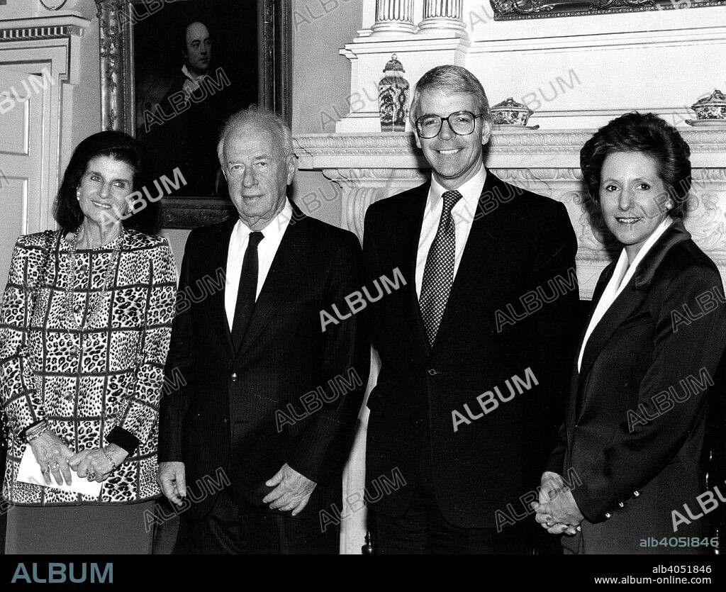 Yitzhak Rabin (1922-1995), Israeli PM, with John Major (1943- ), British PM, 1992.