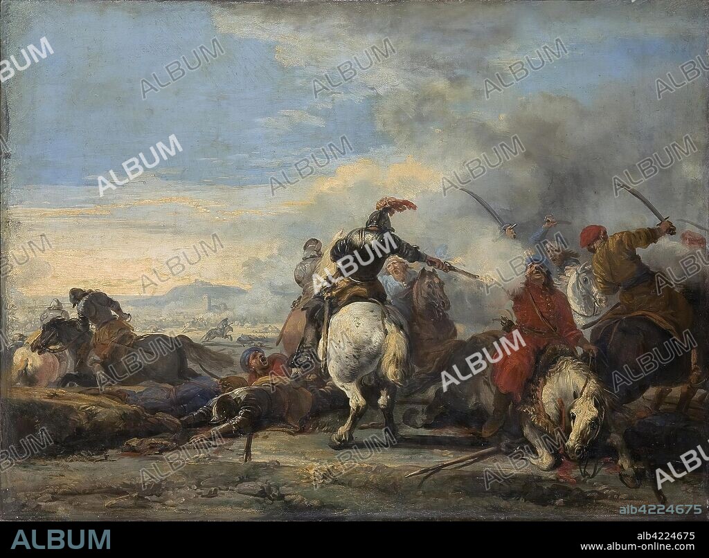 COURTOIS, JACQUES (CALLED BOURGUIGNON). 1621. 'Cavalry Encounter'. France, Second half of the 17th century.
