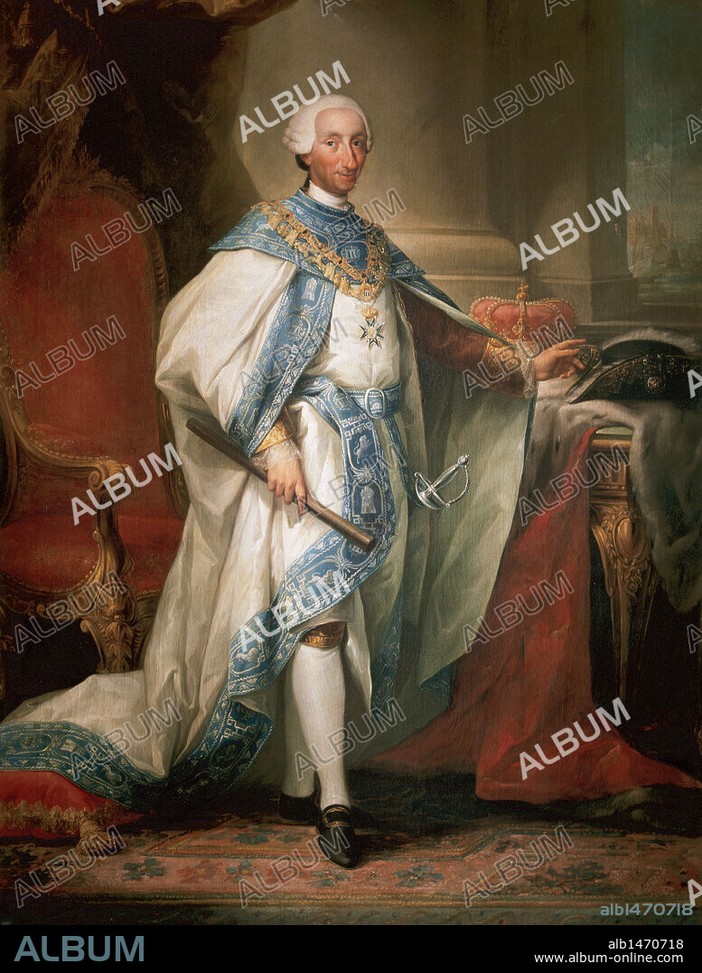 CARLOS III (Madrid,1716-1788). Rey de España desde 1759. Duque de Plasencia y de Parma (1731-35). Rey de Nápoles (1734-1759). Monarca abierto a las corrientes ilustradas y europeizantes. Oleo de Salvador Maella. Palacio Real. Patrimonio Nacional. Madrid. España.