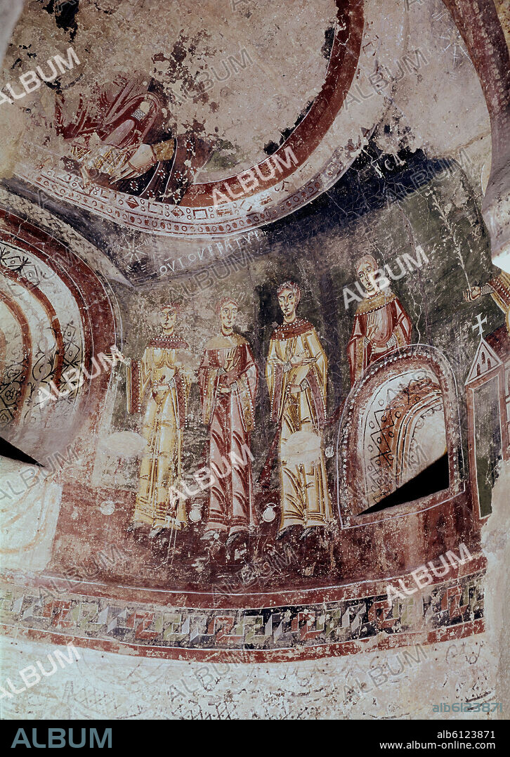 ABSIDE ROMANICO PROCEDENTE DE LA IGLESIA DE SAN QUIRZE DE PEDRET - DETALLE DE LAS VIRGENES PRUDENTES - SIGLO XII.