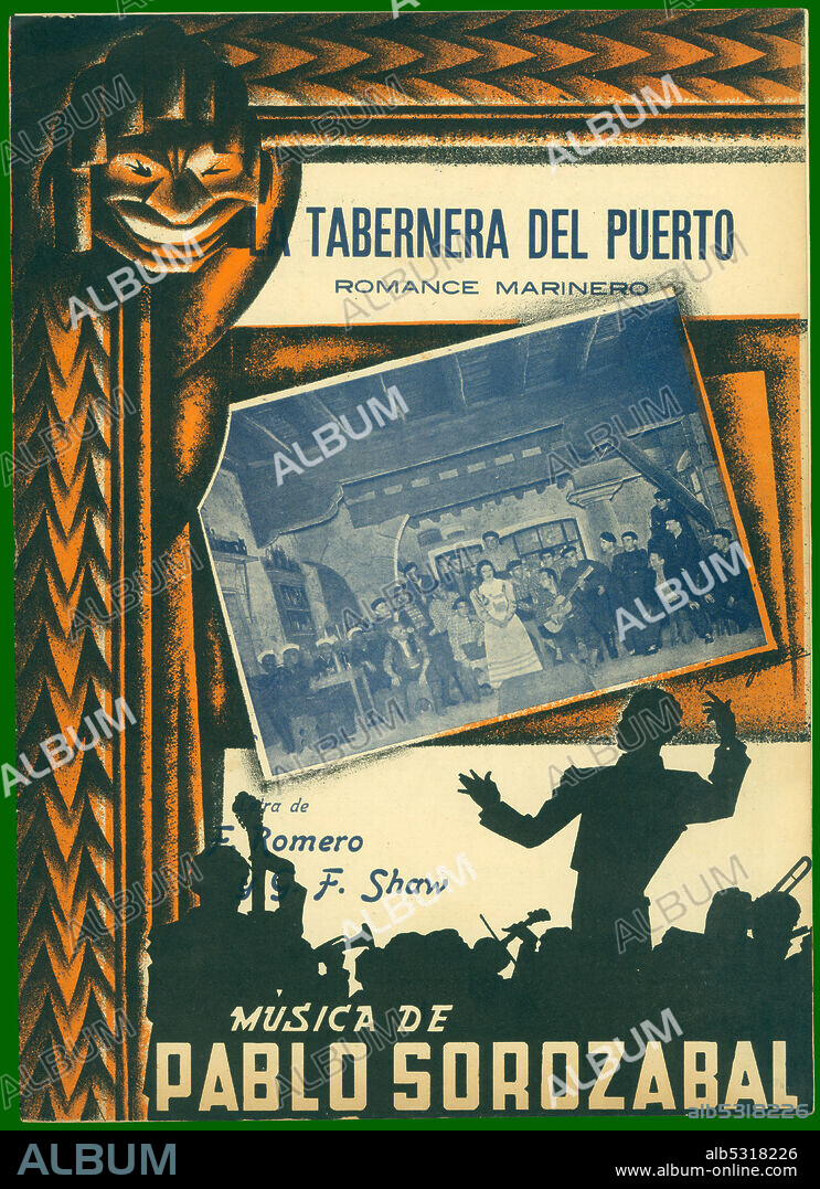 Partitura musical del romance marinero La Tabernera del Puerto, de Pablo Sorozabal. Año 1939.