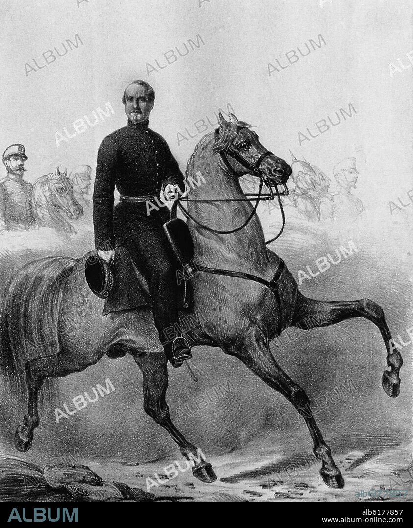 RETRATO ECUESTRE DEL JEFE DEL EJERCITO DE AFRICA DON LEOPOLDO O'DONNEL CONDE DE LUCENA - S XIX.