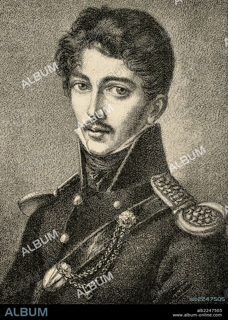 Carl Theodor Korner (1873-1957). Poeta y militar alemán. Grabado por Emma Korner (1788-1815) en Historia Universal, 1892.