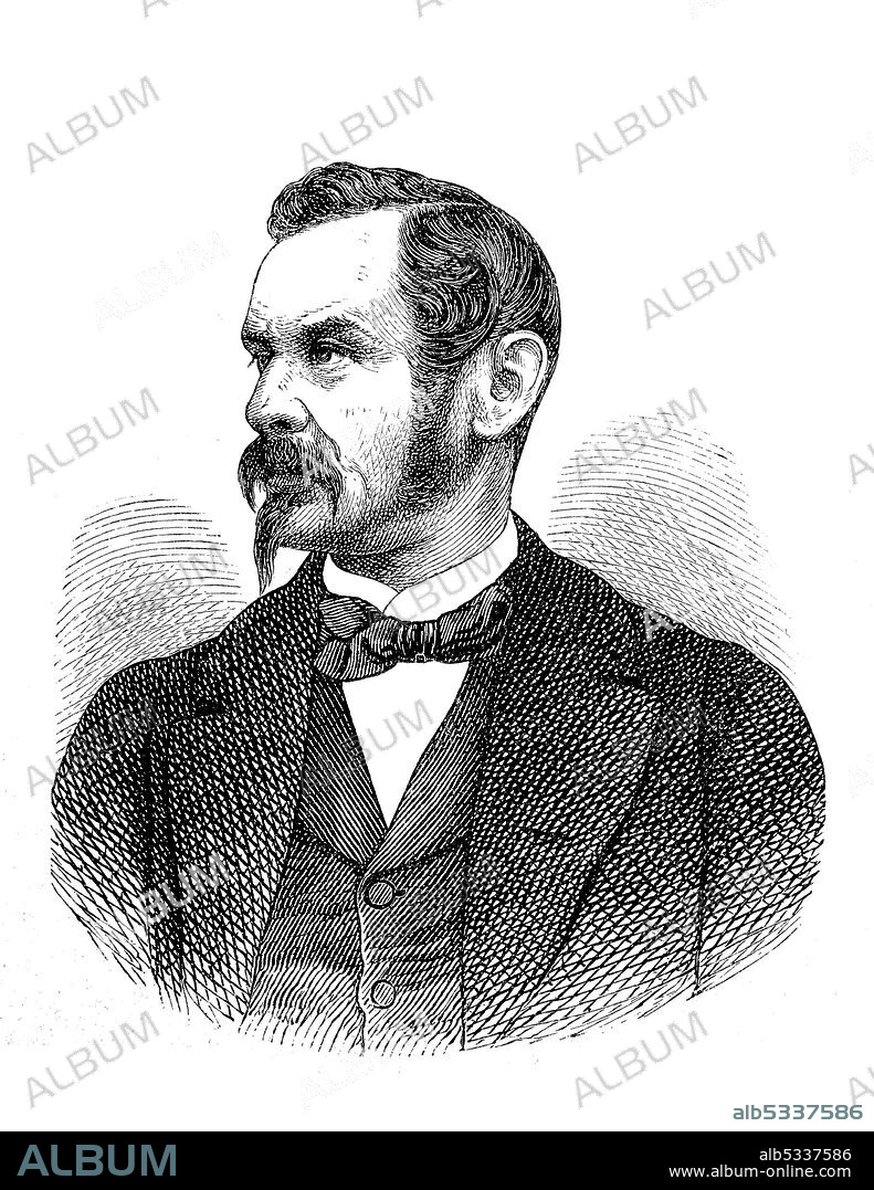 Carl Friedrich Wilhelm Jordan, February 8, 1819 - June 25, 1904, was a German writer and politician  /  Carl Friedrich Wilhelm Jordan, 8. Februar 1819 - 25. Juni 1904, war ein deutscher Schriftsteller und Politiker, historical, digital improved reproduction of an original from the 19th century / digitale Reproduktion einer Originalvorlage aus dem 19. Jahrhundert,.