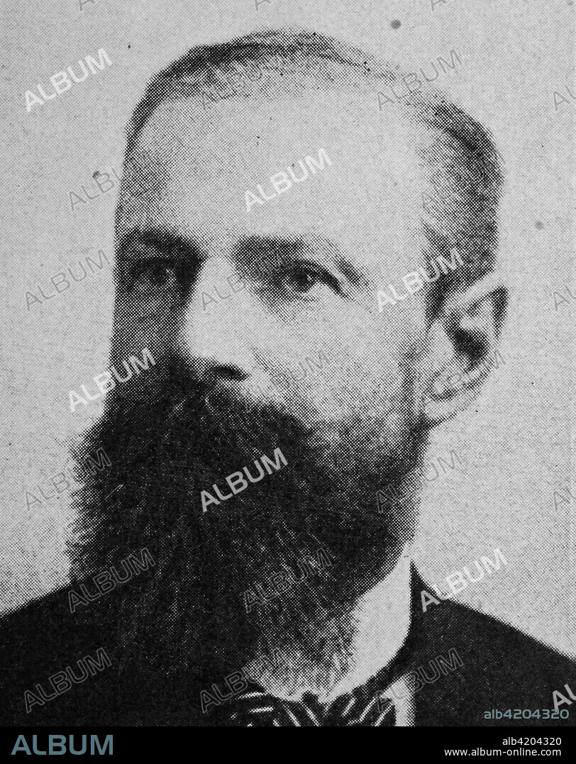 Theodor Saladin Tecklenburg, Born January 27, 1839; Died December 23, 1908, was a Hessian mining expert and deputy of the Second Chamber of the Landtag des Grossherzogtums Hessen, reproduction of a photo from the year 1895, digital improved.