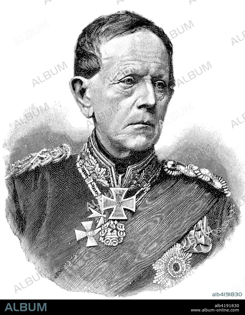 Helmuth Karl Bernhard von Moltke, 26 October 1800 - 24 April 1891, was a Prussian Field Marshal and Chief of the General Staff and was also active as a writer, digital improved reproduction of an original print from 1880.