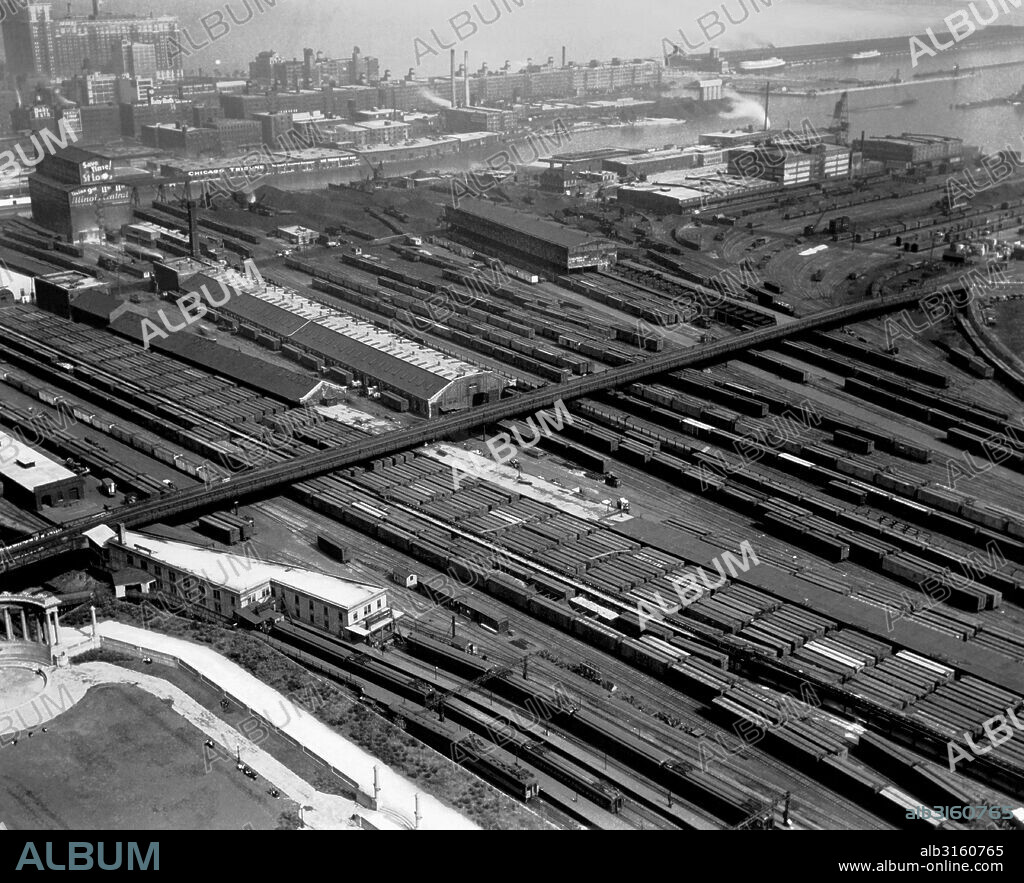 Chicago, Illinois: c. 1930 The railroad yards in Chicago.