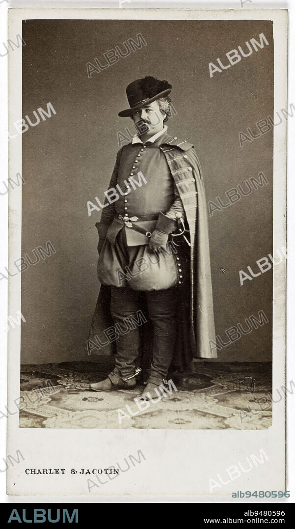 Portrait of Louis François Dumaine (L. F. Person, dit) (1831-1893), (actor), Charlet & Jacotin, Photographer, Before 1893, 2nd half of the 19th century, Photography, Graphic arts, Photography, Albumen paper print, Dimensions - Work: Height: 8.8 cm, Width: 5.5 cm, Dimensions: Height: 10.5 cm, Width: 6.1 cm.