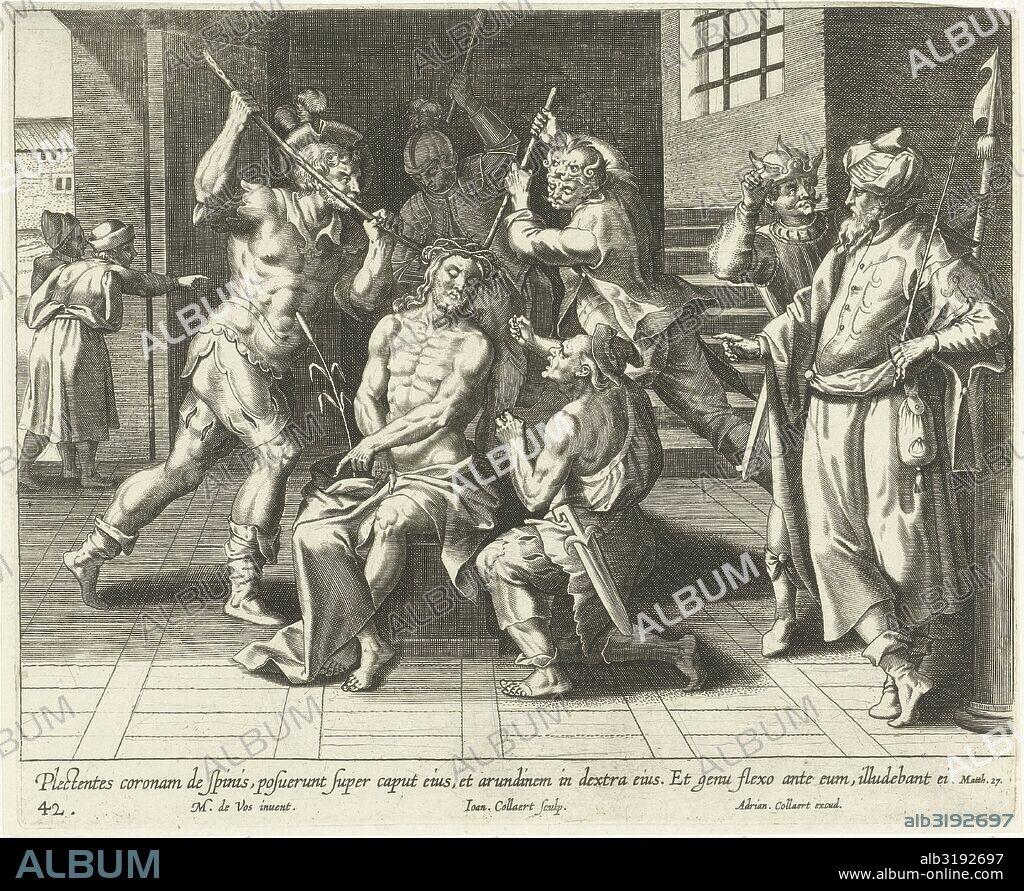 Christ is crowned with the crown of thorns, Jan Collaert (II), Adriaen Collaert, 1598-1618.