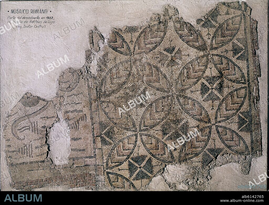 MOSAICO ROMANO DE BATITALES - FORMAS GEOMETRICAS Y CIRCULOS - SIGLO III.
