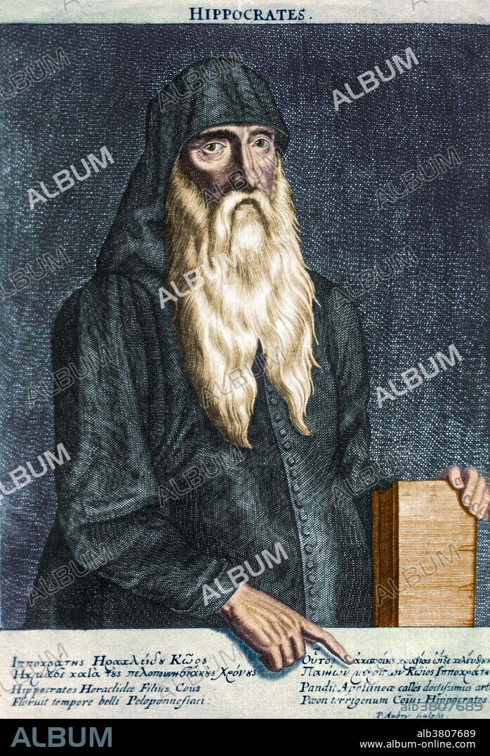 Hippocrates (460-370 BC), a Greek physician who is generally considered to be the father of medicine, although little is actually known about him. His influence survives in the Hippocratic oath, a code of medical ethics some medical students take on completion of their training. He founded a medical school on the Aegean island of Cos, where his ideas on medical conduct and practice were implemented. He advocated a rational approach to medicine, believing that disease was caused by physical phenomenon and not by the interference of the gods. Plant extracts, including willow bark and spiraea, of which salicylic acid was the active ingredient, had been known to help alleviate headaches, pains, and fevers since antiquity. Hippocrates left historical records describing the use of powder made from the bark and leaves of the willow tree to help these symptoms. This image has been color-enhanced.