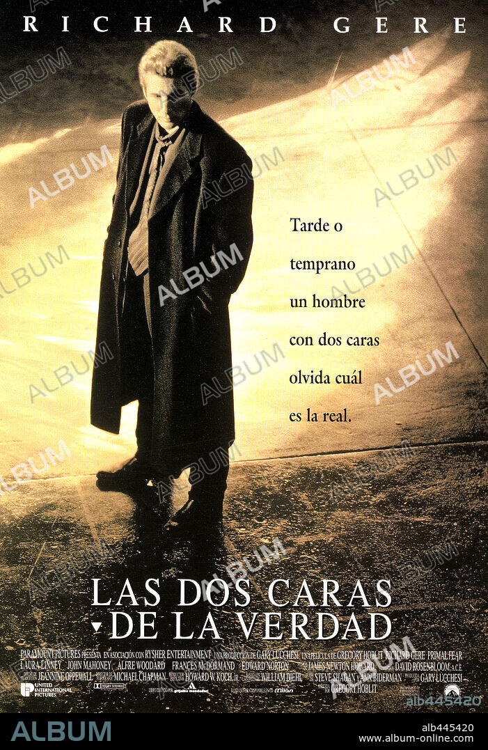 Poster of PRIMAL FEAR, 1996, directed by GREGORY HOBLIT. Copyright PARAMOUNT PICTURES.