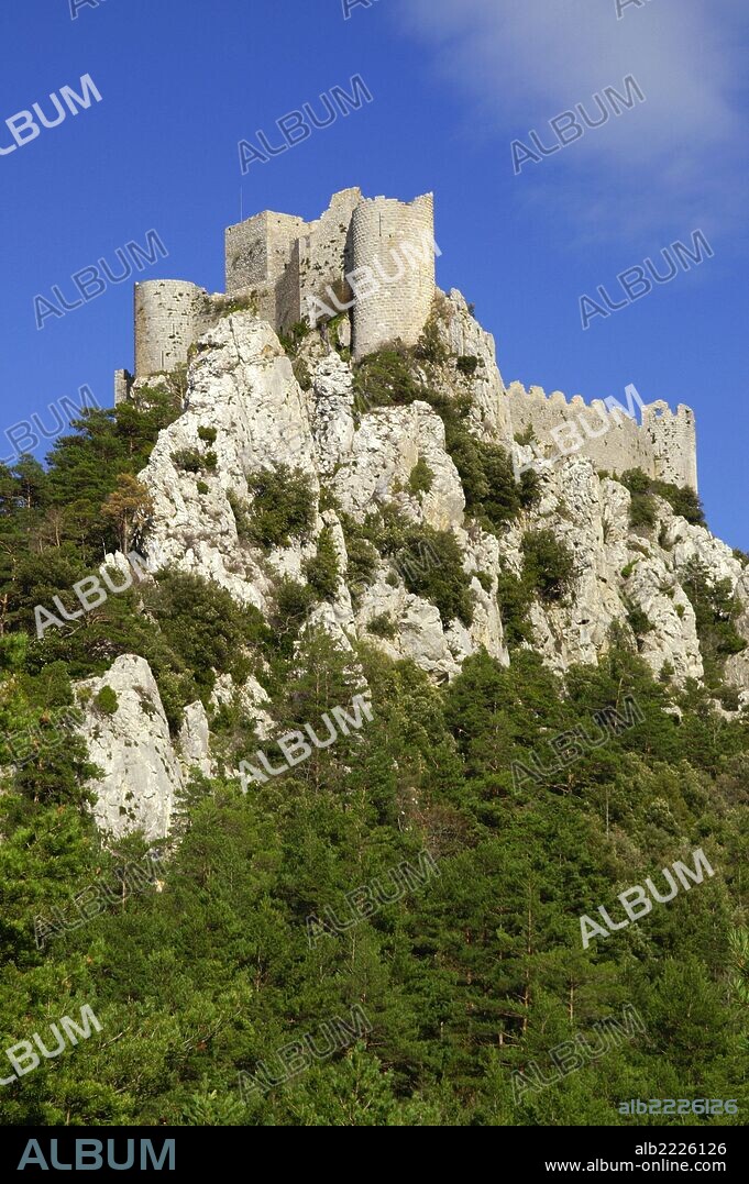 Castillo cataro de Puilaurens(s.XIII).Lapradelle-Puilaurens.Aude.Pirineos orientales.Francia.
