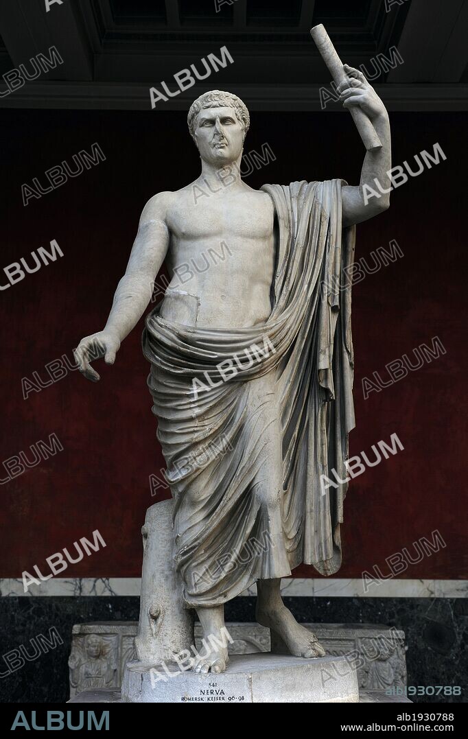 NERVA (Marco Coceyo Nerva) (30-98). Emperador romano (96-98) de la Dinastía Antonina. Escultura. Museo Carlsberg Glyptotek. Copenhague. Dinamarca. Norte Europa.