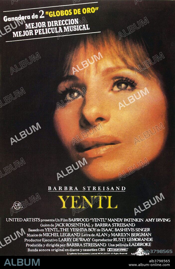 Poster de YENTL, 1983, dirigida por BARBRA STREISAND y HARRY D'ABBADIE D'ARRAST. Copyright M.G.M/UNITED ARTIST.
