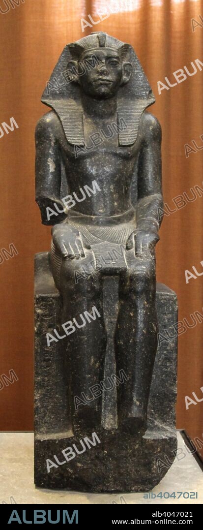 Statue of Amenemhat III, 19th century BC. The sixth king of the 12th dynasty of Ancient Egypt, Amenemhat III ruled from c1860 to c1814 BC. Found in the collection of The Hermitage, St Petersburg.