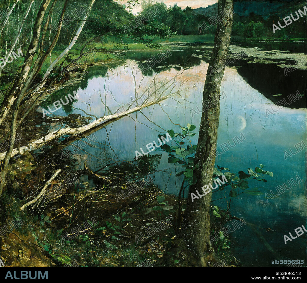 EILIF PETERSSEN. Summer Night. Date/Period: 1886. Painting. Olje på lerret. Width: 151 cm. Height: 133 cm.