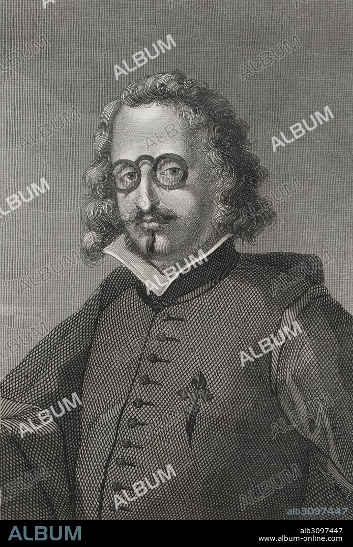 Francisco Gómez de Quevedo Villegas y Santibáñez (1580-1645), escritor español del siglo de oro. Grabado de 1854.
