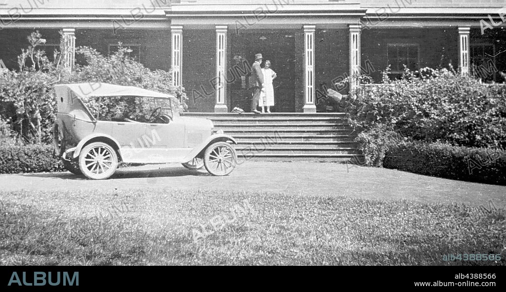 Negative - Ford Motor Car Drawn Up in Front of the 'Maritimo' Guesthouse, Portland, Victoria, Jan 1928, A Ford motor car drawn up in front of the 'Maritimo' guesthouse.