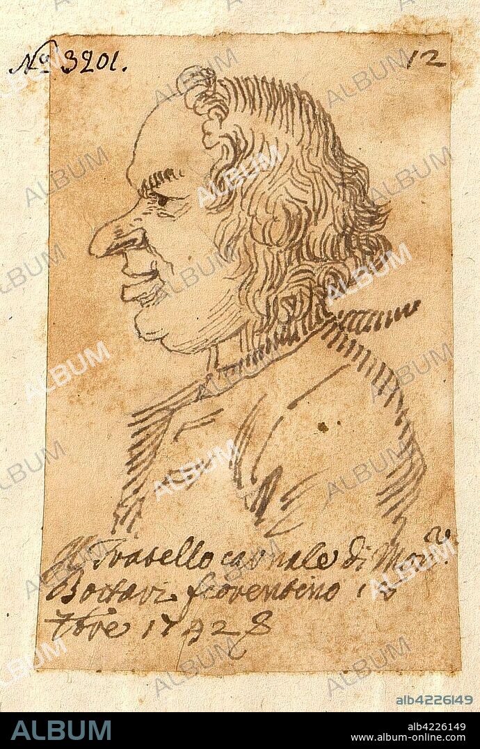 PIER LEONE GHEZZI. 'Caricature Head of a Man with a Long Nose'. Italy, 1742. Dimensions: 8,5x6,8 cm.