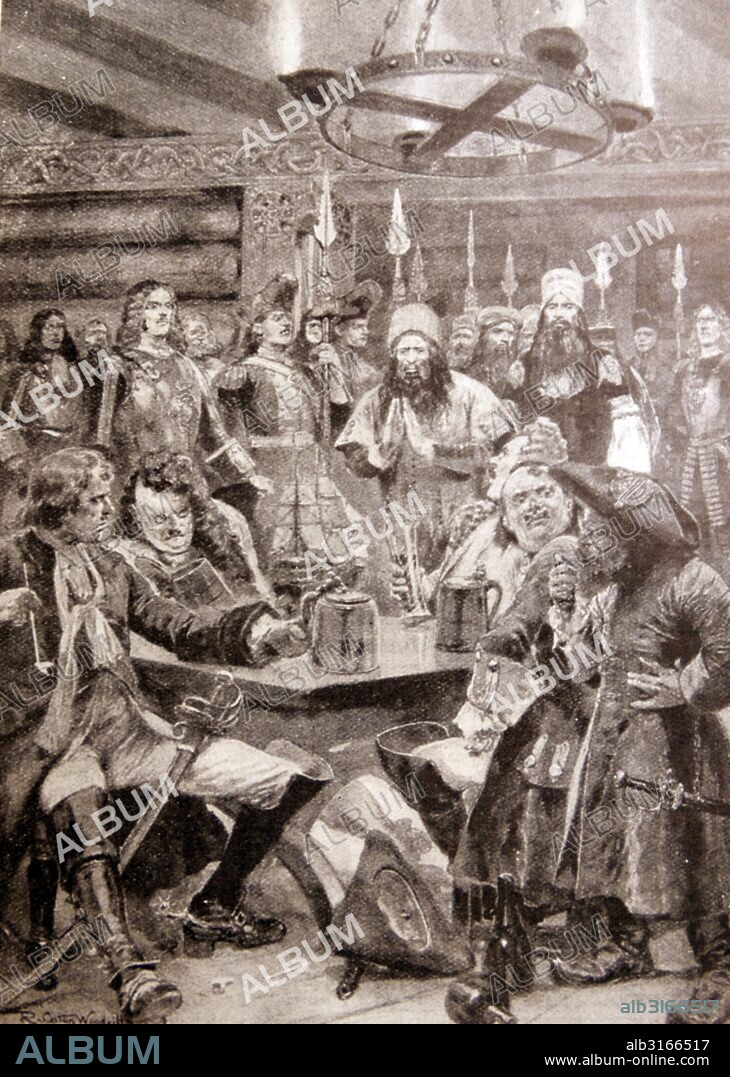 Peter the Great (1682-1725), grants permission Jews to a deputation of Jews in Moscow, for to settle in Russia. 1702.