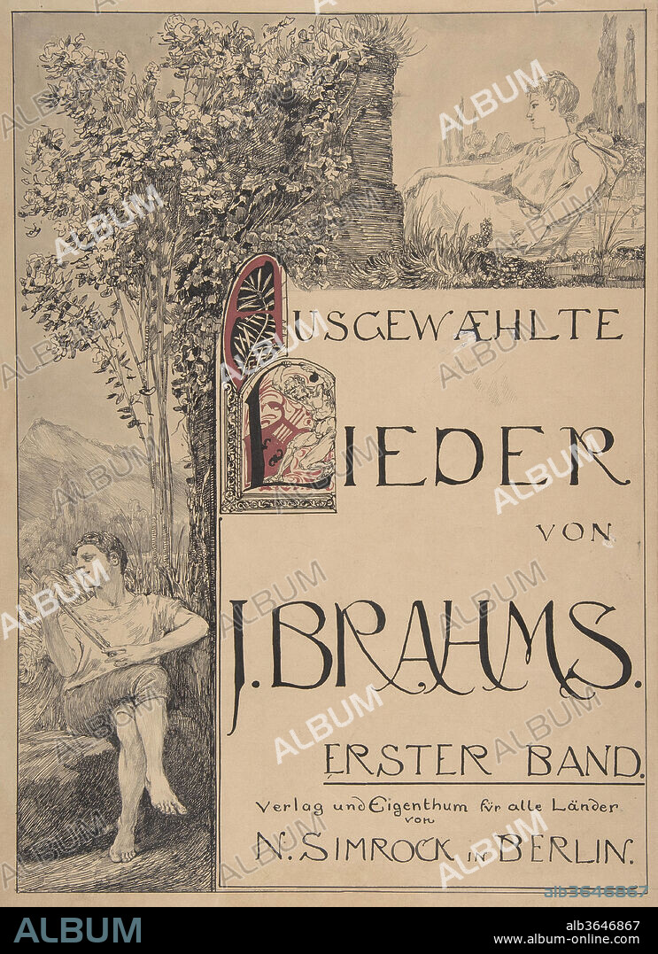 MAX KLINGER (PEINTRE). Design for a Title Page for Sheet Music. Artist: Max Klinger (German, Leipzig 1857-1920 Großjena). Dimensions: 12 15/16 x 10 in.  (32.8 x 25.4 cm). Date: late 19th-early 20th century.