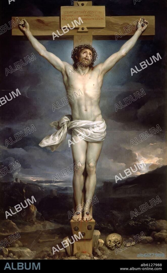 ANTON RAPHAEL MENGS. 'Cristo crucificado', 1761-1769, Óleo sobre tabla, 198 x 115 cm.