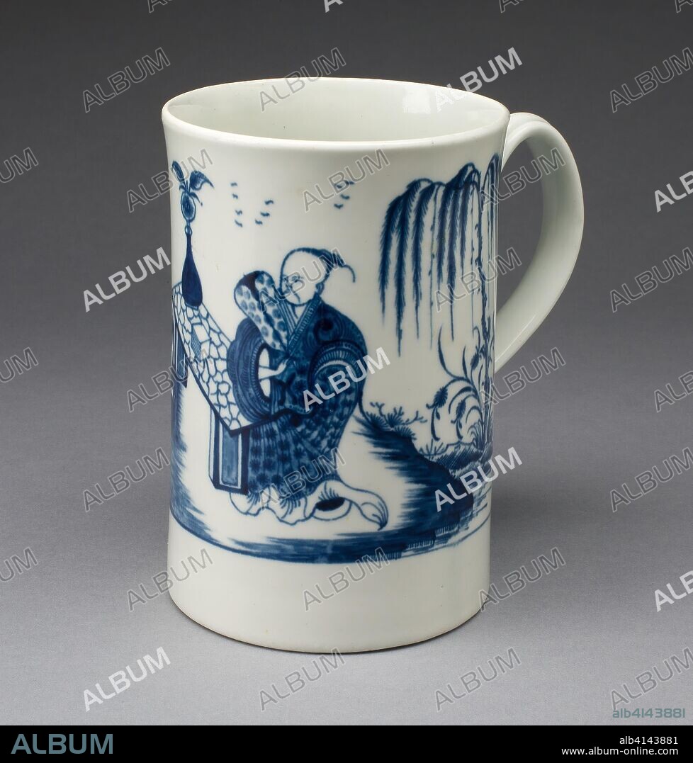 WORCESTER ROYAL PORCELAIN COMPANY. Mug. Worcester Porcelain Factory; Worcester, England, founded 1751. Date: 1765-1775. Dimensions: 13.6 x 8.6 cm (5 7/8 x 3 7/8 in.). Soft-paste porcelain, underglaze blue decoration. Origin: Worcester.