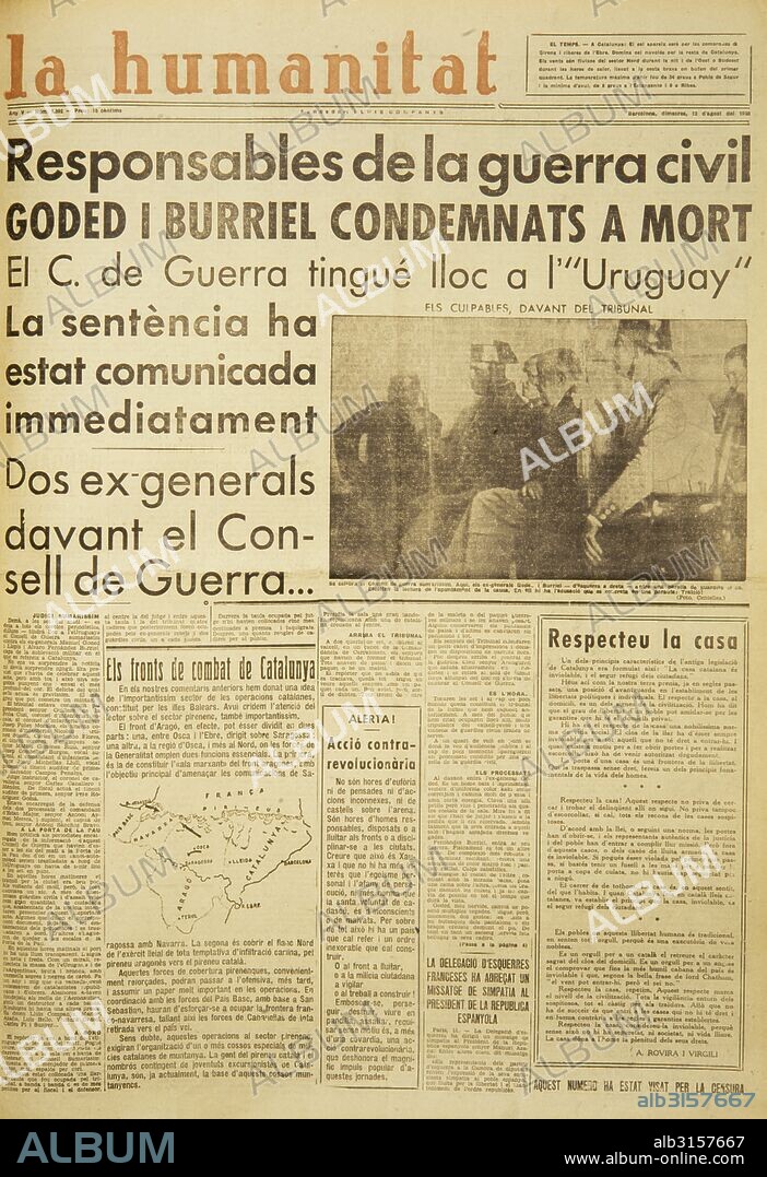 La Humanidad. Fusilamiento del general Goded.