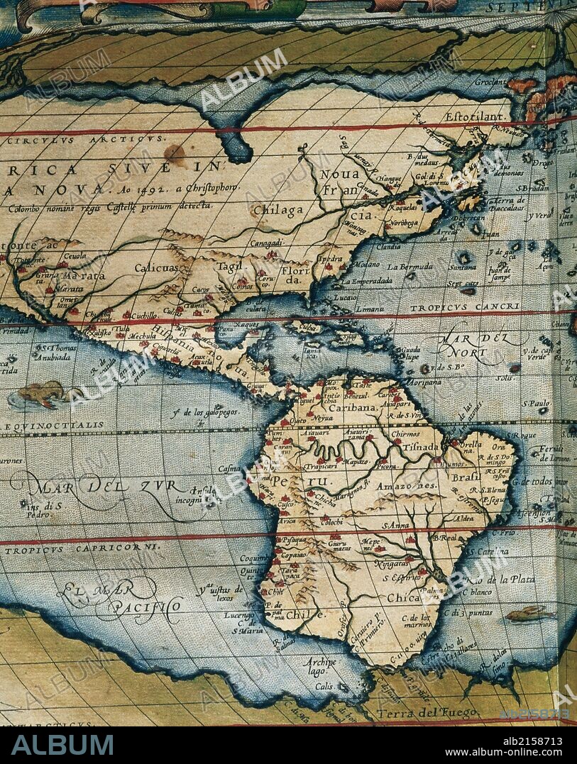 Map of America. Theatrum Orbis Terrarum by Abraham Ortelius (1527-1598). First Edition. Antwerp, 1574.