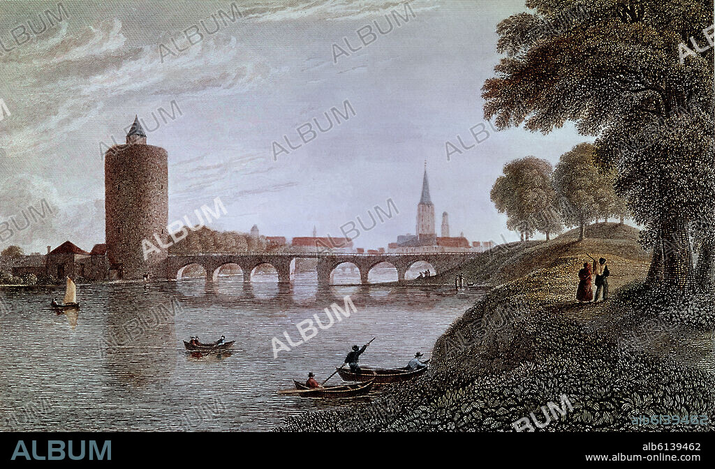 BYRNE LETITIA. VISTA DE BRUJAS (BELGICA) - SIGLO XIX.