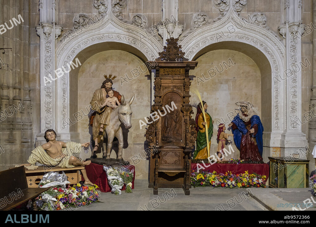 grupo de "la Borriquila", Capilla de la Virgen de la Cabeza, Catedral de la Asunción de la Virgen, Salamanca, comunidad autónoma de Castilla y León, Spain.