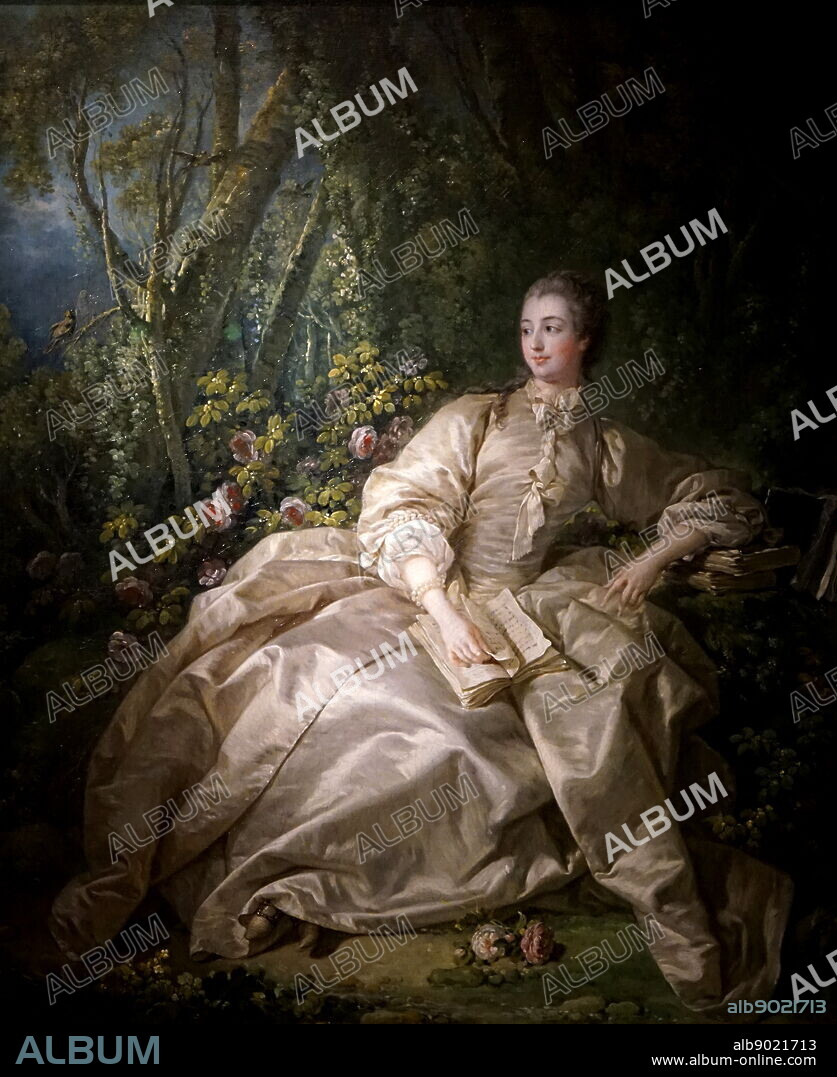 Painting titled Madame de Pompadour by François Boucher (1703-1770) a French painter of the Rococo Style. Dated 18th Century.