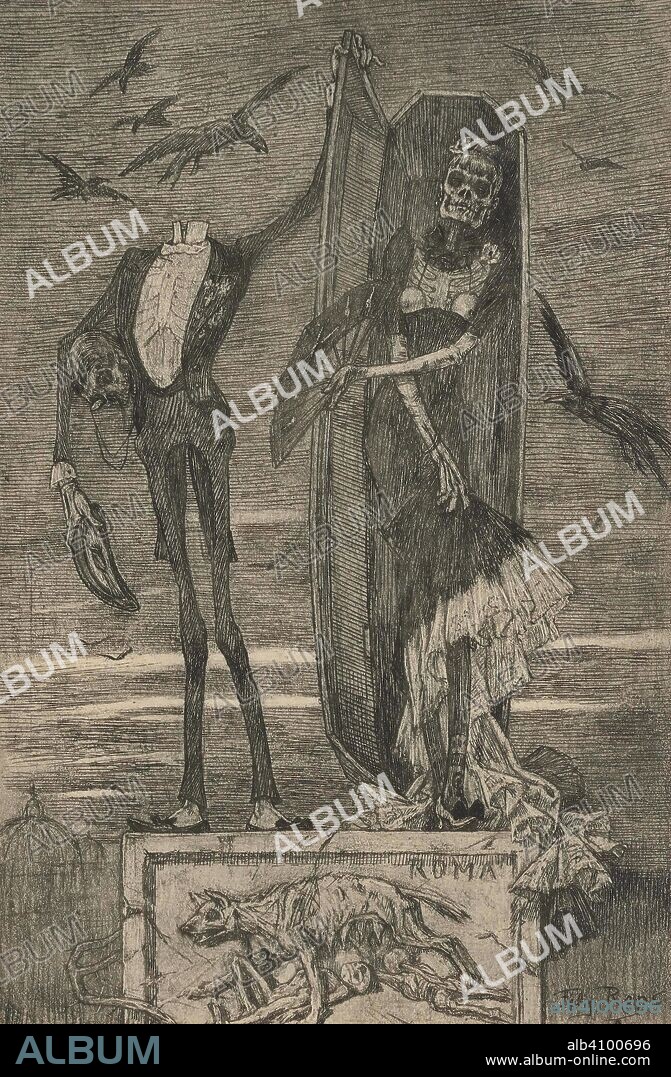 FELICIEN ROPS. Trial proof of The Supreme Vice (Le vice suprême). Dimensions: 47.5 cm x 30.5 cm, 28.3 cm x 19.7 cm, 23.3 cm x 15.4 cm.