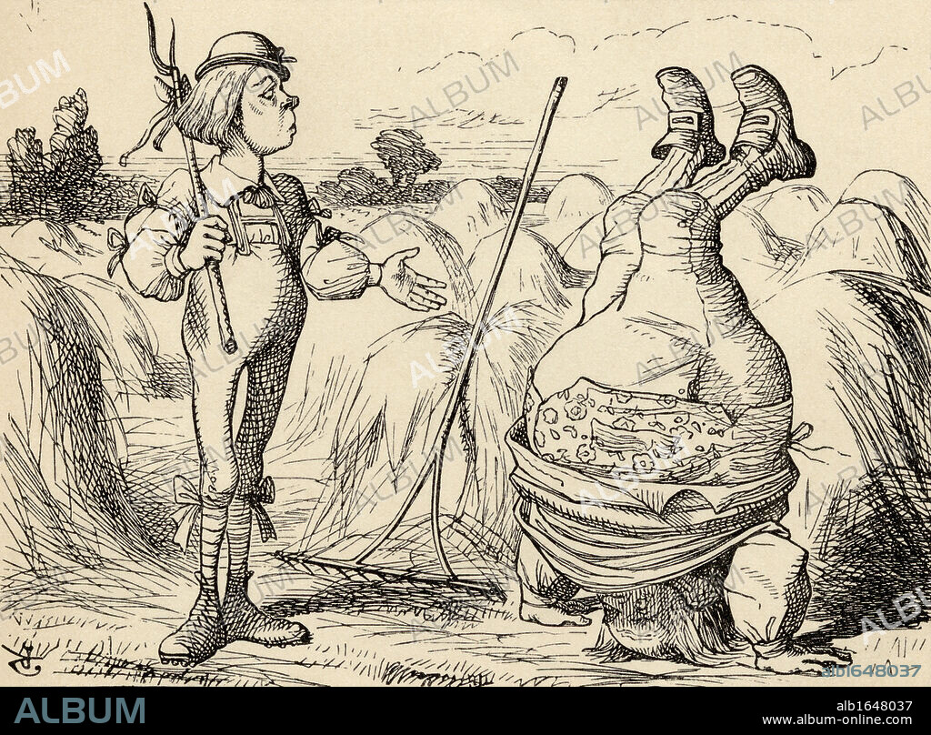 Father William standing on his head Illustration by John Tenniel from the book Alices's Adventures in Wonderland by Lewis Carroll published 1891.