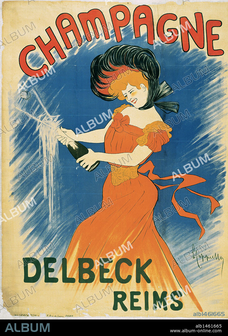 LEONETTO CAPPIELLO. ARTE S. XX. ITALIA. CAPPIELLO, Leonetto (Livorno, 1875-Cannes, 1942). Pintor italiano que se dedicó principalmente al cartelismo. Cartel anunciador del "CHAMPAGNE DELBECH" de Reims. Museo de Arte Moderno. Barcelona. Cataluña.