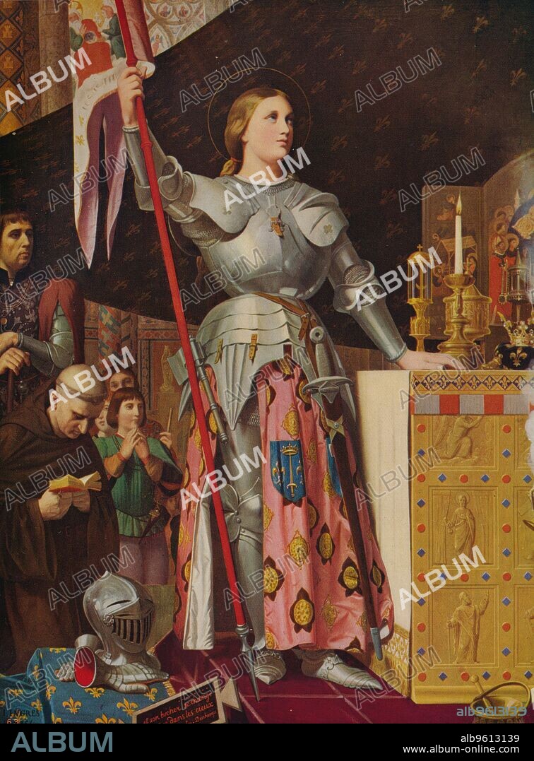 JEAN AUGUSTE DOMINIQUE INGRES. 'Joan of Arc', 1854, (c1915). The painting is held by the Musée du Louvre, Paris. From International Art: Past and Present by Alfred Yockney. [Virtue & Company, London, c1915].