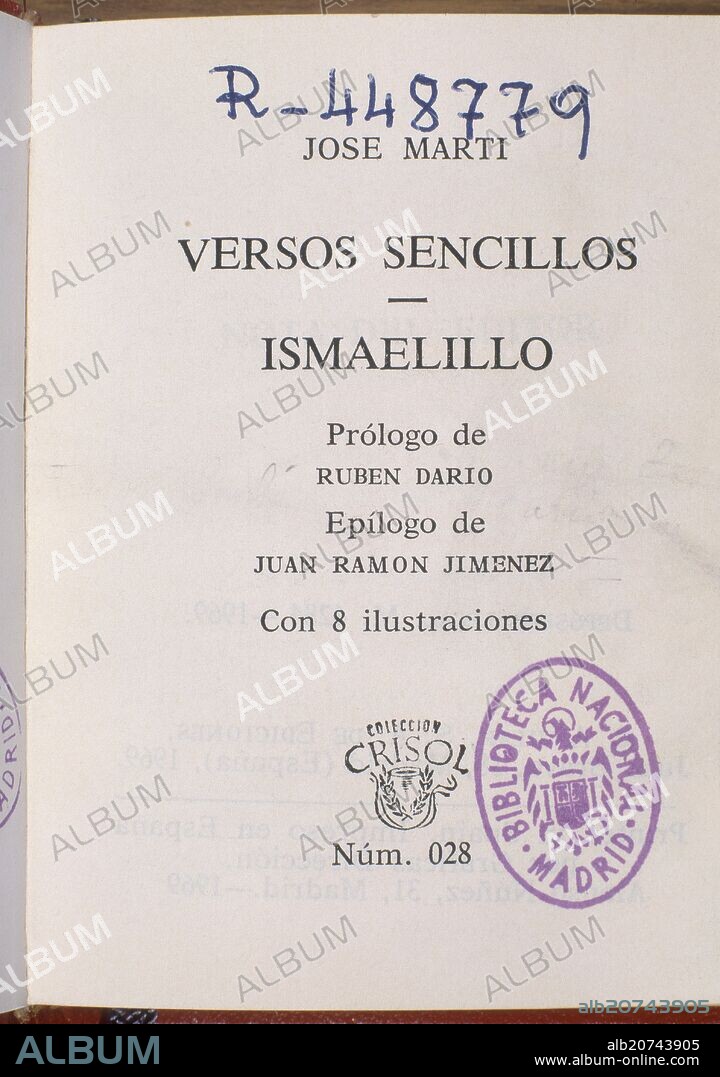 JOSE MARTI (1853-1895). VERSOS SENCILLOS 1969.