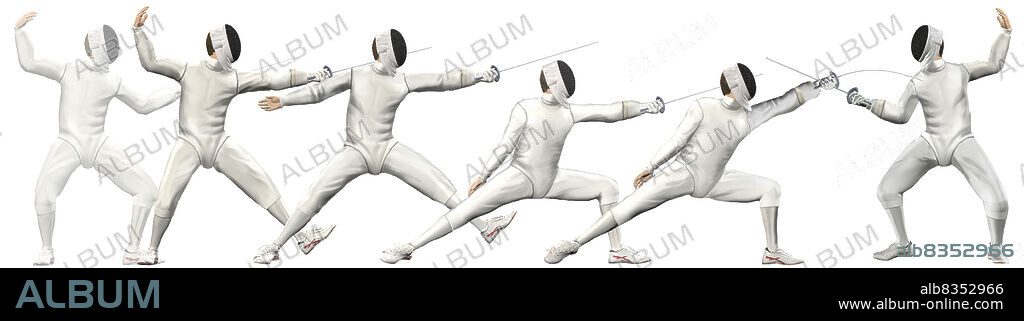 In this attack technique, the armed hand is rapidly thrust forward, as the fencer pushes off the back leg and moves his other foot forward. The weapon is pointed at the opponent.