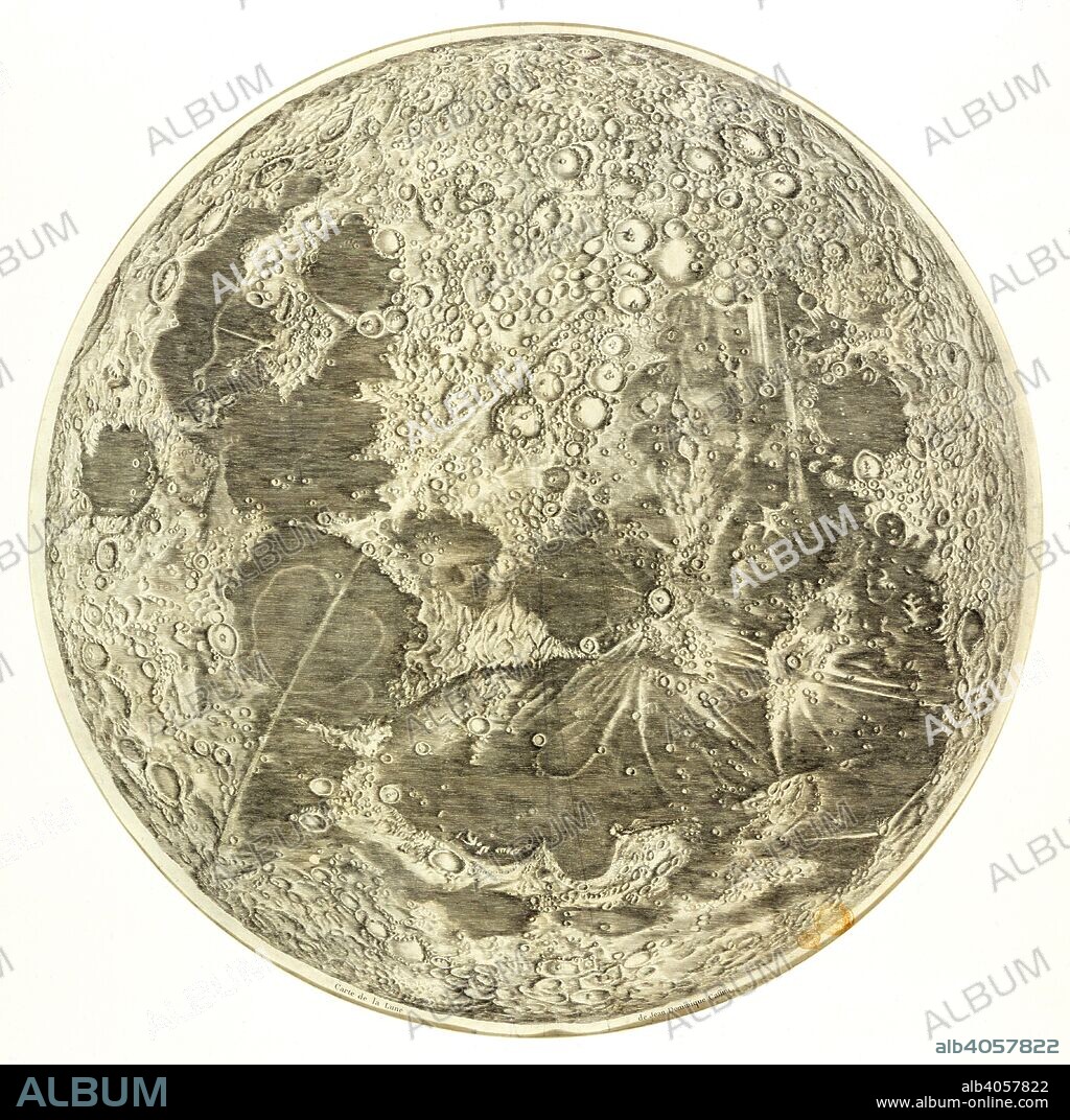 JACQUES DOMINIQUE CASSINI. The renowned astronomer Giovanni Domenico Cassini was lured to France by Louis XIV, and the first scientific map of the moon was produced in Paris. From observations through a telescope in the 1670s he built up a completely recognisable picture of the lunar surface. As a result, the near side of the moon was better understood than much of the earth's surface. Carte de la Lune. De J.D. Cassini. Paris, [1730?]. Source: Maps.K.Top.1.88.
