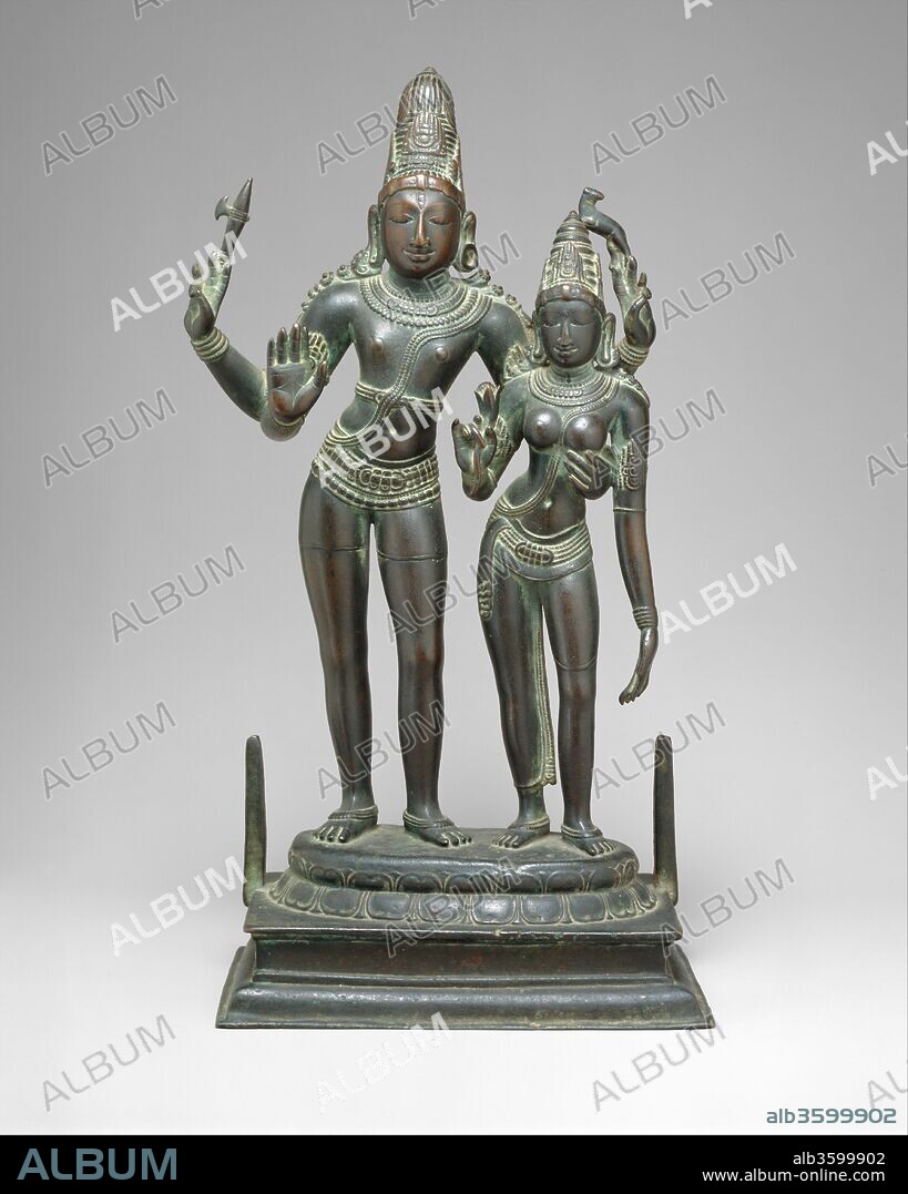 Shiva Embracing His Consort, Uma (Alinganamurti). Culture: India (Tamil Nadu). Dimensions: H. 15 in. (38.1 cm); W. 8 in. (20.3 cm); D. of base: 5 in. (12.7 cm). Date: late 11th century.