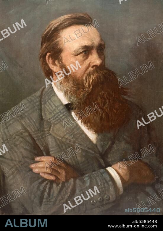 Engels, Friedrich Politician and socialist theoretician Barmen 28.11.1820 - London 5.8.1895. Portrait. Painting by G. Cherbakov after photgraph, c. 1880.