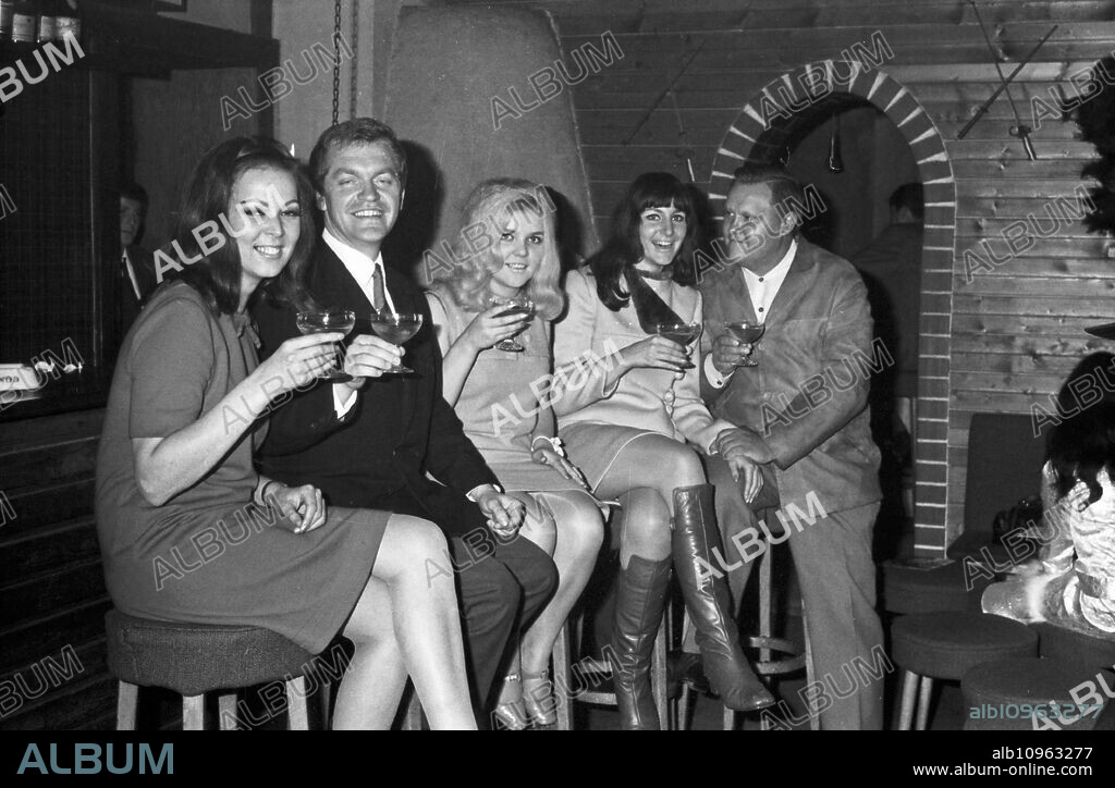 Jessy, Maria Duval, Joe Raphael, Friedel Frank and DJ Joe at Baden Baden, Germany 1960s.