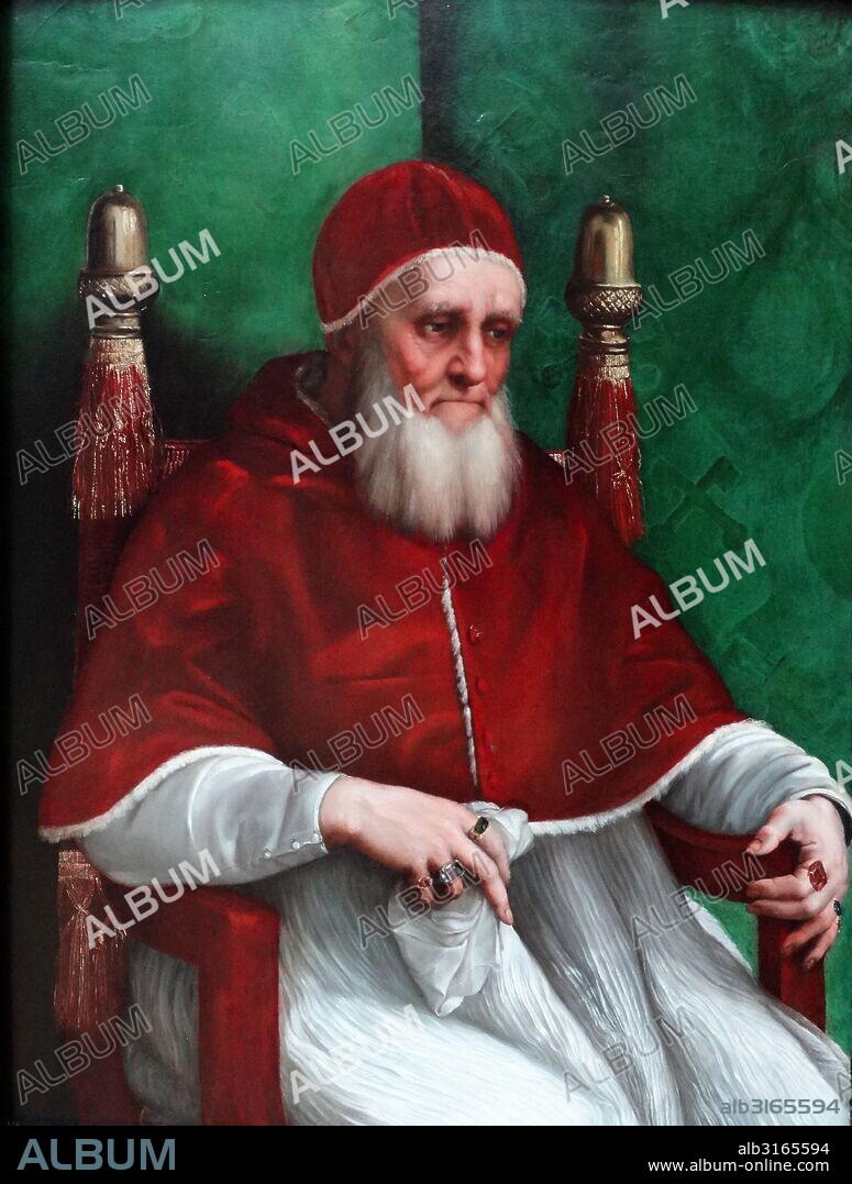 Painting titled 'Portrait of Pope Julius II' by Raffaello Sanzio da Urbino (1483-1520) Italian painter and architect of the High Renaissance. Dated 16th Century.