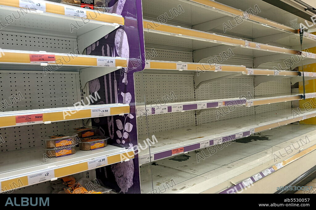 Food Shortages in an English supermarket in August 2021, following the crisis over post-Brexit supplies from Europe, amid the COVID-19 coronavirus pandemic..
