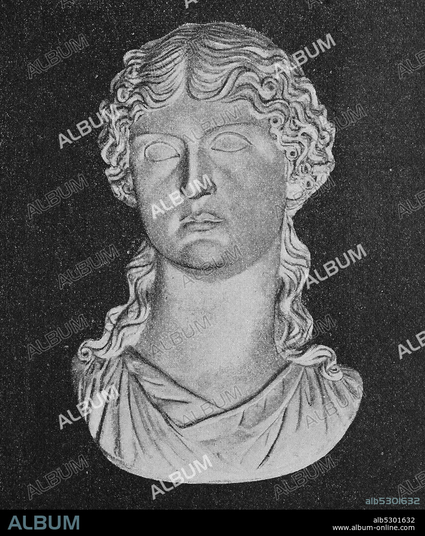 Vipsania Agrippina, v 14th BC -... October 18, 33 AD, Agrippina maior often short, the elderly, known as a member of the Julio-Claudian dynasty and mother was the Roman emperor Caligula  /  Vipsania Agrippina, 14 v. Chr.  - 18. Oktober 33 n. Chr., oft kurz Agrippina maior die Ältere, genannt, war eine Angehörige der julisch-claudischen Dynastie und Mutter des römischen Kaisers Caligula, Historisch, historical, digital improved reproduction of an original from the 19th century / digitale Reproduktion einer Originalvorlage aus dem 19. Jahrhundert,.