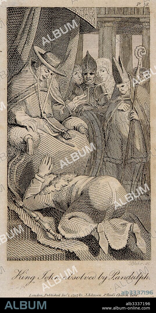 WILLIAM BLAKE. King John absolved by Pandulph (After Henry Fuseli).