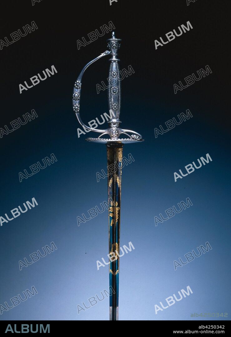 Court Sword, c. 1790. England, London or Birmingham, late 18th Century. Steel; silver hilt, polished and faceted; blade partially blued and gilded; overall: 99.7 cm (39 1/4 in.); blade: 82.9 cm (32 5/8 in.); guard: 8.3 cm (3 1/4 in.).